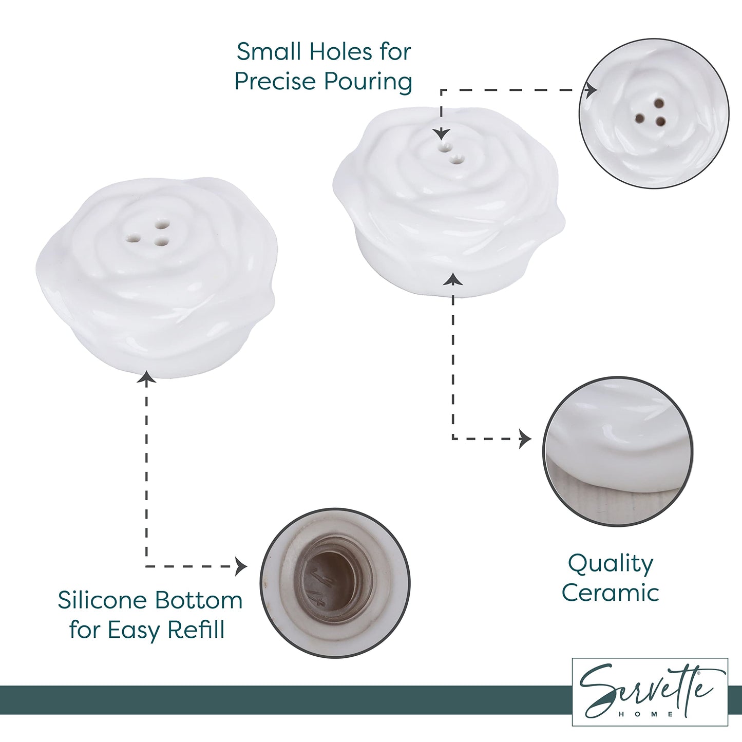Mini White Roses Salt and Pepper Shakers