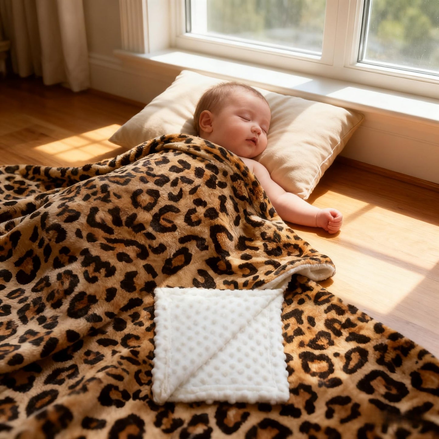 Baby Blanket for Boys Girls Super Soft Double Layer Minky with Dotted Backing Cute Cow Crib Receiving Blanket Bed Throws for Newborns Nursery Stroller Toddler 30 x 40 Inch (Brown Leopard)