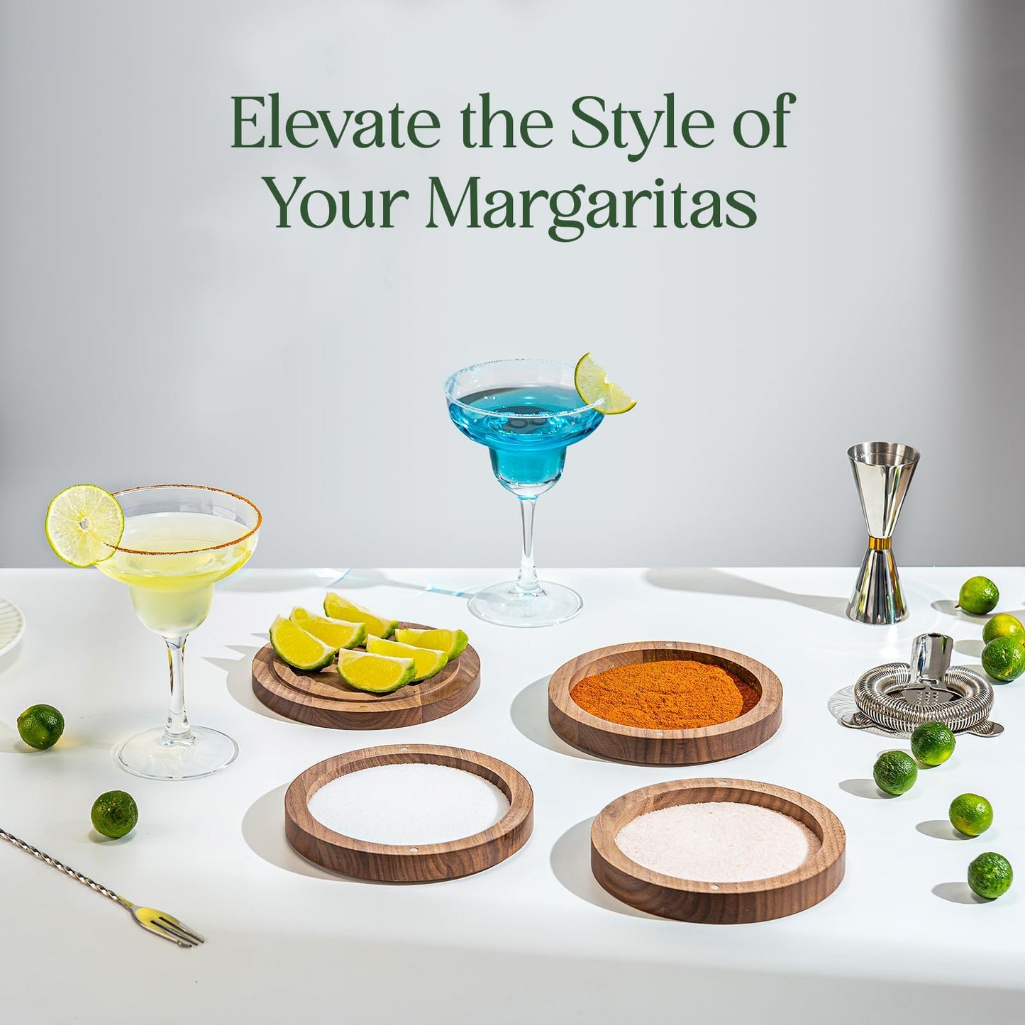USEEKRIL 1 Pack 3-Tier Walnut Wooden Margarita Salt Rimmer Set,Salt&Sugar Rimmer for Cocktails Drinks,Cocktail Glass Rimmer Tools with Magnetic Swivel Lid for Bartenders,Home Bar,Parties