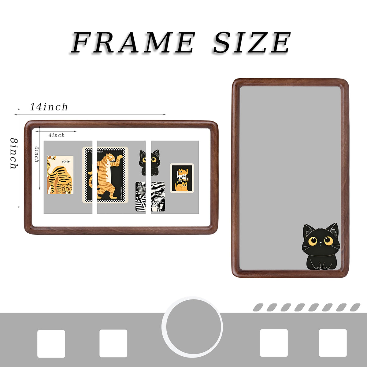 Xzwenru 8x14 Picture Frame Set of 1,Solid Walnut Wood Frame with Real Glass,Rounded Edge Wooden Photo Frame Matted to 8x14 Photo without mat or three 4x6 picture with mat, For TableTop and Wall Decoration.