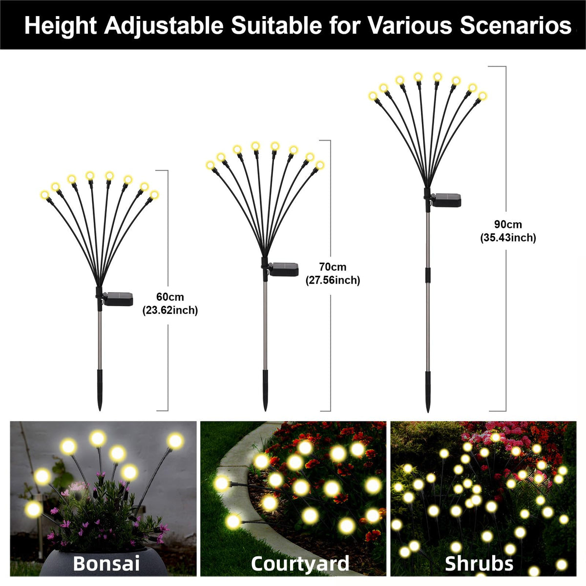 Petriveil Solar Firefly Lights Warm White, 8 Modes 800mAh Swaying Firefly Yard Lights Solar Powered Outdoor Waterproof for Outside Yard Patio Lawn Pathway Walkway Stake Christmas Garden Decor (6 Pack)