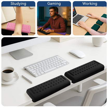 Sushret L-Shaped Desk Elbow Pad for Desk, 2-Pack Memory Foam Elbow Rest for Desk Edge Cushion, Non-Slip Ergonomic Arm Rest for Wrist, Palm & Forearm Support, Office Home, Separate Design, Black