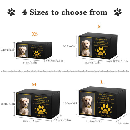 Bemaystar Personalized Pet Urns for Dogs Ashes - Custom Wooden Box with Photo for Pet Memorial Keepsake, Photo Box Pet Cremation Urn, Wood Keepsake Urn for Pet Cremation, Sympathy Gift for Pet Lovers