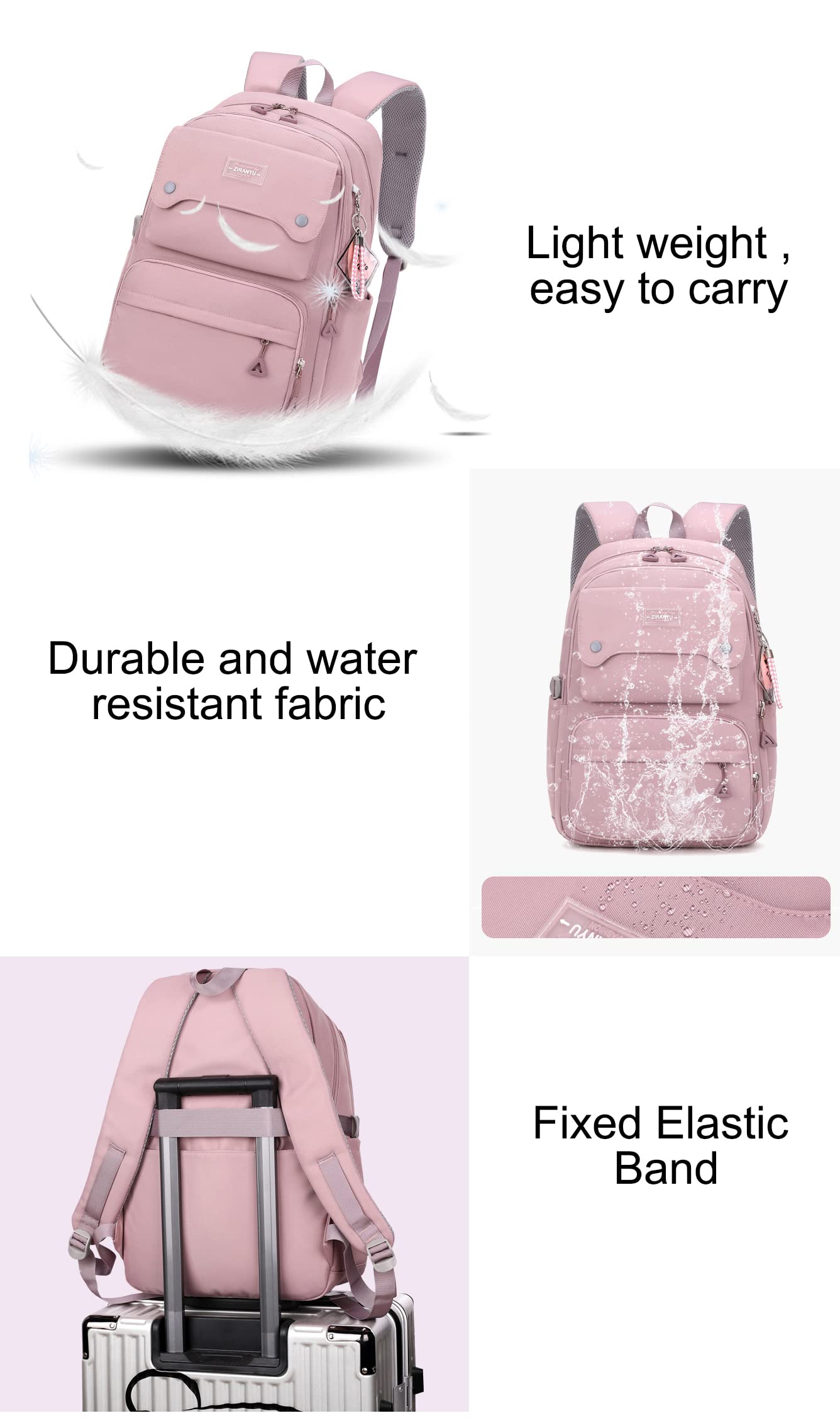 SellerFun Teen Girls Casual Backpack High Middle School Daypack Women Daily Travel Laptop Bag(A Black,29 Liters)