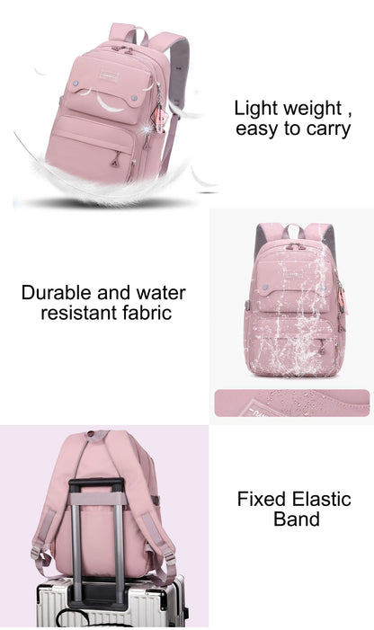 SellerFun Teen Girls Casual Backpack High Middle School Daypack Women Daily Travel Laptop Bag(A Black,29 Liters)