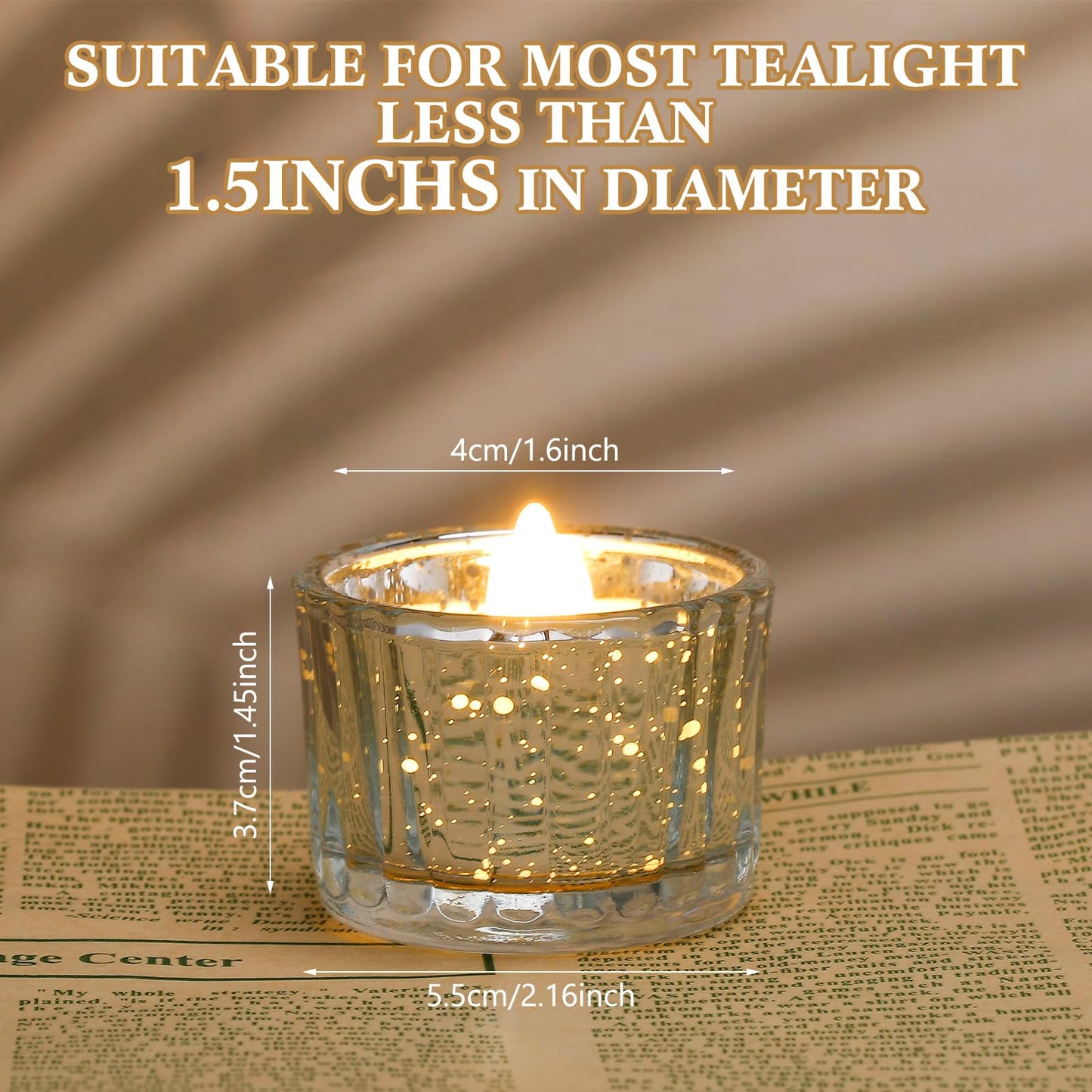 Mumufy 100 Pcs Glass Tealight Candle Holder Ribbed Votive Candle Holder for Centerpiece Wedding Proposal Spa Aromatherapy Meditation Home Decor (Silver)