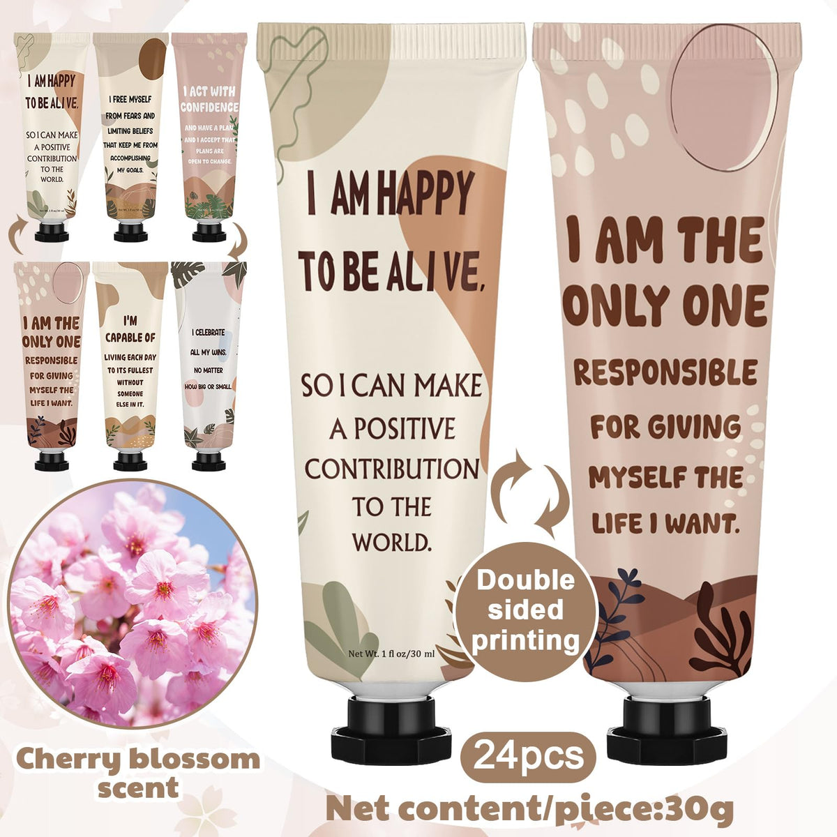 Loopeer 24 Pcs Positive Affirmation Gifts Bulk Hand Cream Gift Set Small Motivational Stress Relief Gift for Coworker Staff Teacher Nurse Women Dry Cracked Hands Travel Size Moisturizing