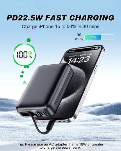 Power Bank, 26800mAh Portable Charger Battery Pack, External Battery with 2 Port & 2 Cables, Fast Charging Powerbank Compatible for iPhone 16 15 14 13 12, Android Phone and More