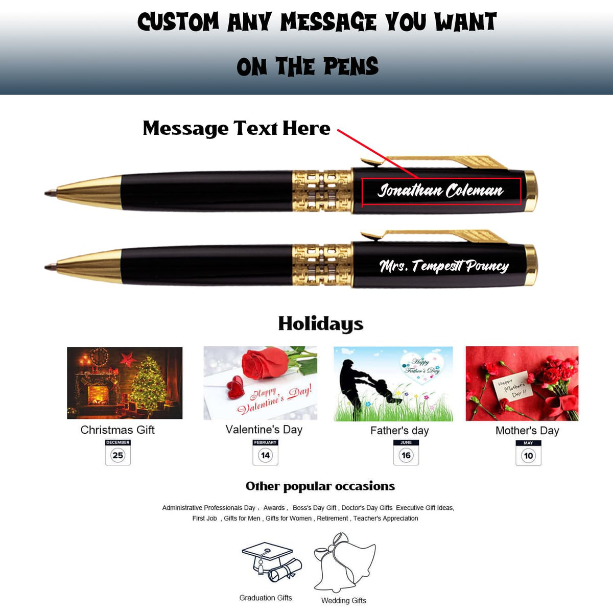 Yastar Customize Gift Pen with a Wallet, Fancy Business Gift set Ballpoint Pen with 2 Black Ink Refills Quality Pens Metal Body - Custom with Names Message -for Family Colleague Elder Friends