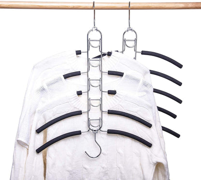 Nature Smile 4 Pack 5 in 1 Anti Slip Clothes Hangers,Space Saver Magic Metal Hangers,Multi Layers Wardrobe Clothes Rack,Heavy Duty Metal Blouse Hanger Closet Storage Organizer