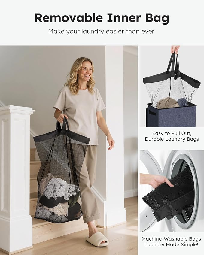 SOLEDI Laundry Hamper with Lid 100L Large & Tall Collapsible Laundry Basket
