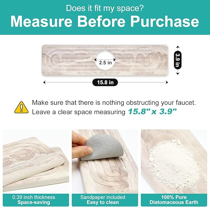 Small Diatomite Kitchen Sink Faucet Mat Water Absorbing Stone Tray Quick Drying
