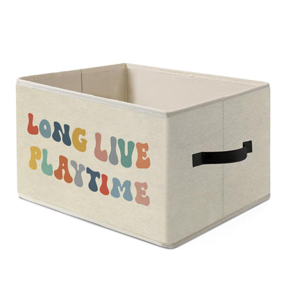 Dilemat Boho Long Live Playtime Toy Storage Bins Box, Playroom Decor,Foldable Collapsible Storage Basket Organizer for Toddler Nursery Room Bedroom Playroom Toys Books Clothes