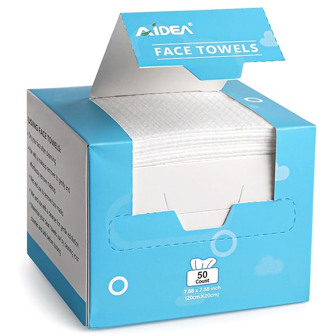 AIDEA Face Towels Disposable-50Ct, Facial Cleansing Wipes