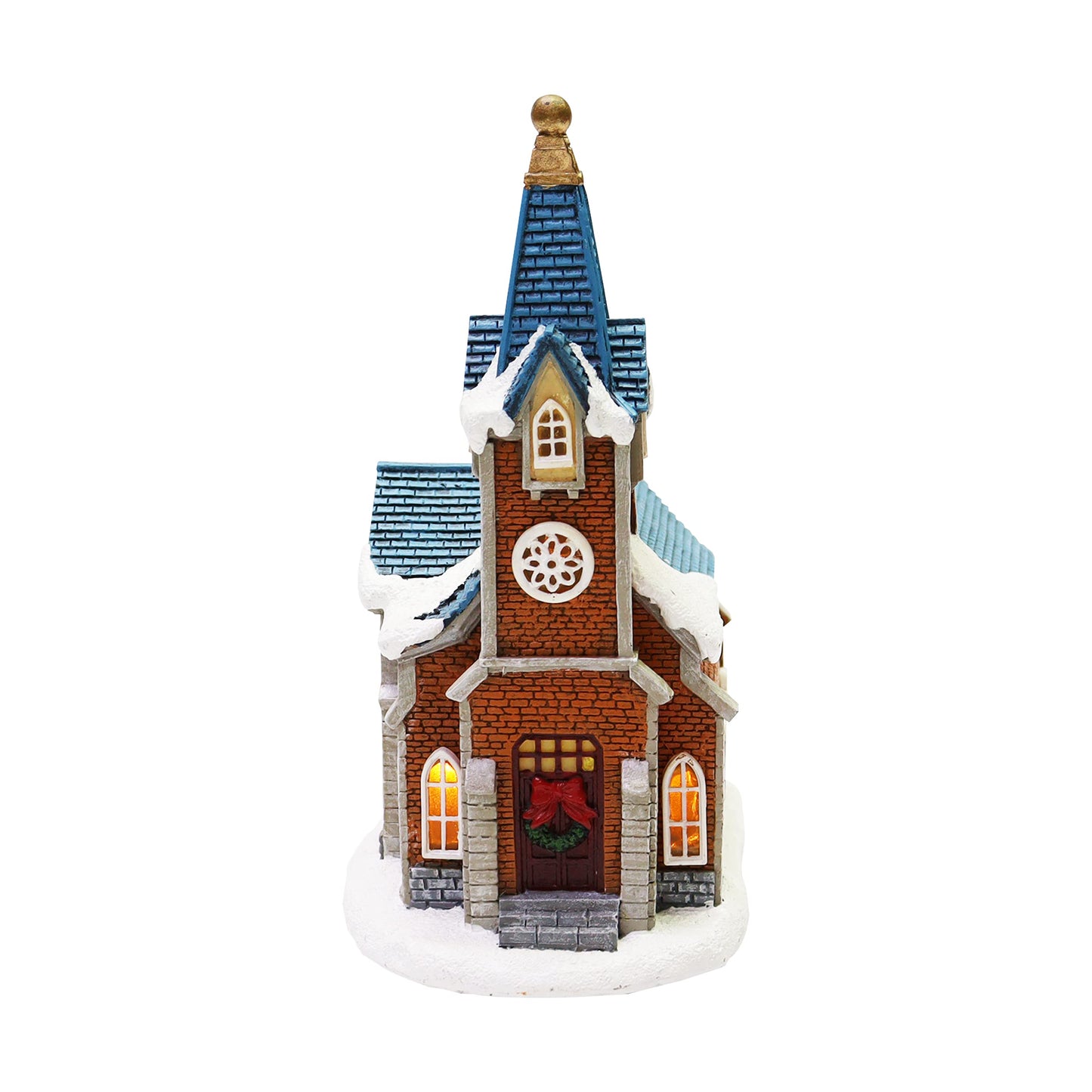 MOMENTS IN TIME Christmas Village Set 12-Piece with LED Lights Miniature Christmas Houses Church Lighted Holiday Décor for Tabletop Mantel Village Display Gift-Ready Packaging