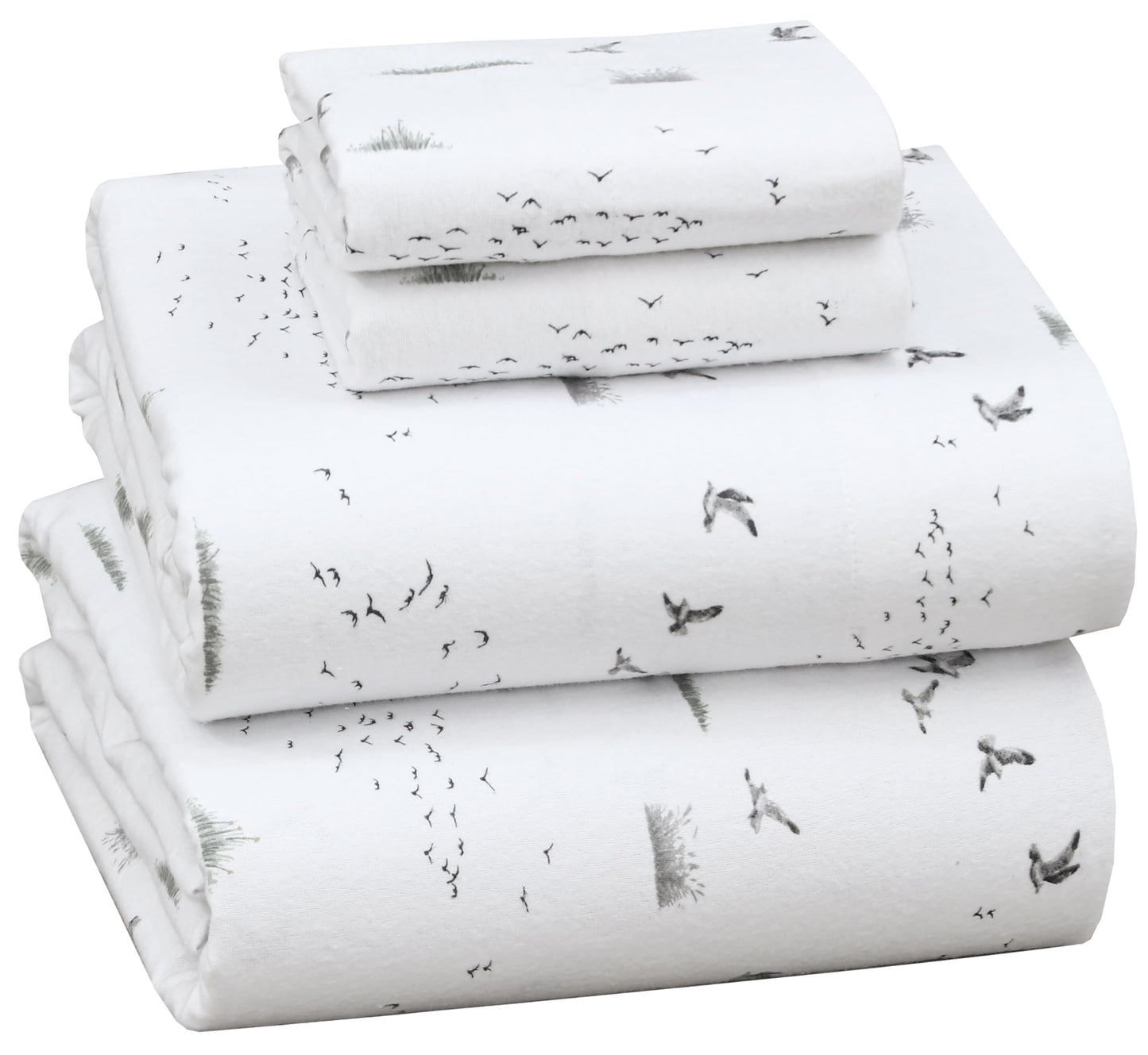 RUVANTI Flannel Sheets Queen Size - 100% Cotton Double Brushed Bed Sheets, Deep Pockets 16 Inches Queen Sheet Set, All Seasons Breathable & Extra Soft - Warm & Cozy, 4 Piece, Sky Ballet