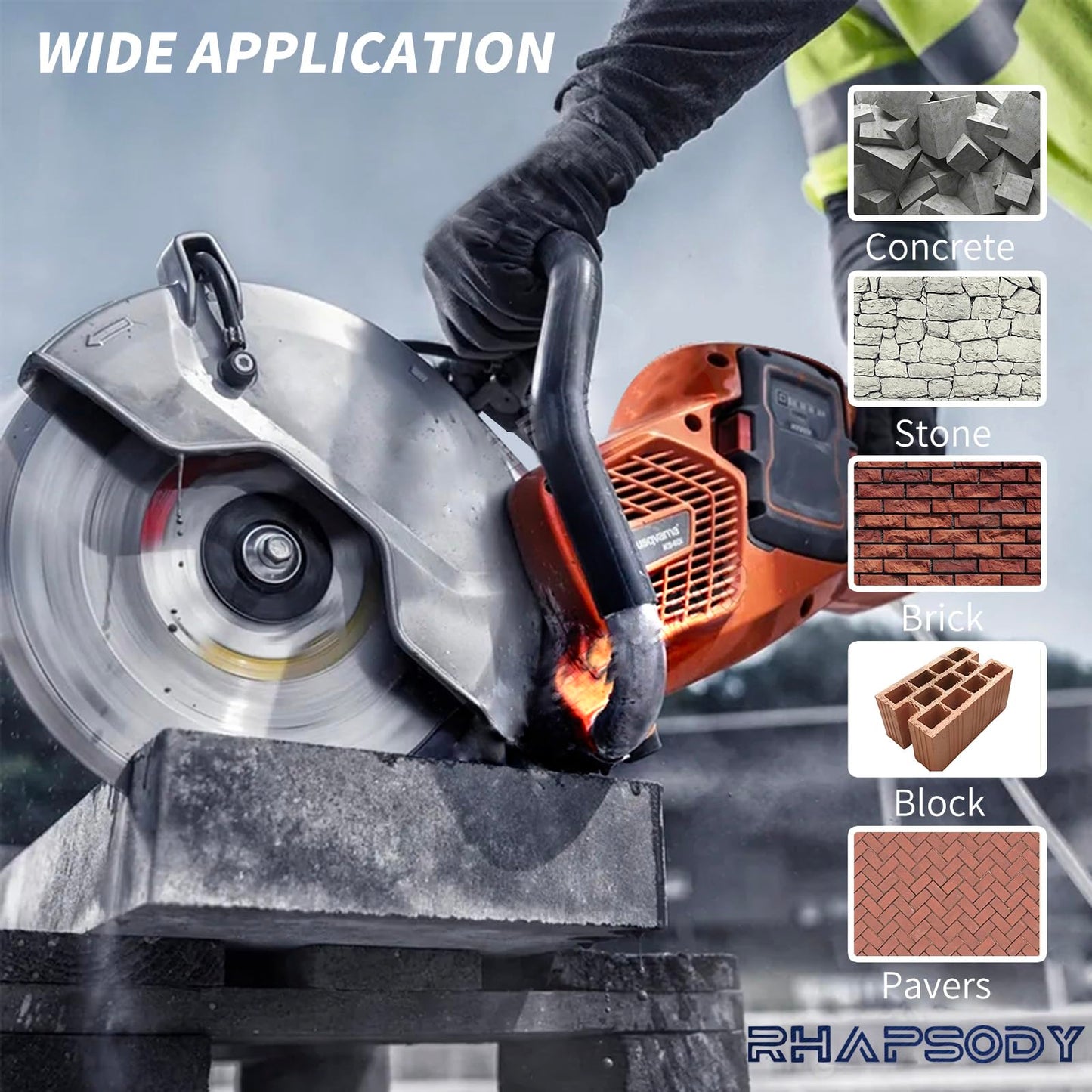 RHAPSODY 18 Inch Diamond Saw Blade - Segmented General Purpose for Dry/Wet Cutting Concrete, Reinforced Concrete, Masonry, Brick, Block - 1" Arbor