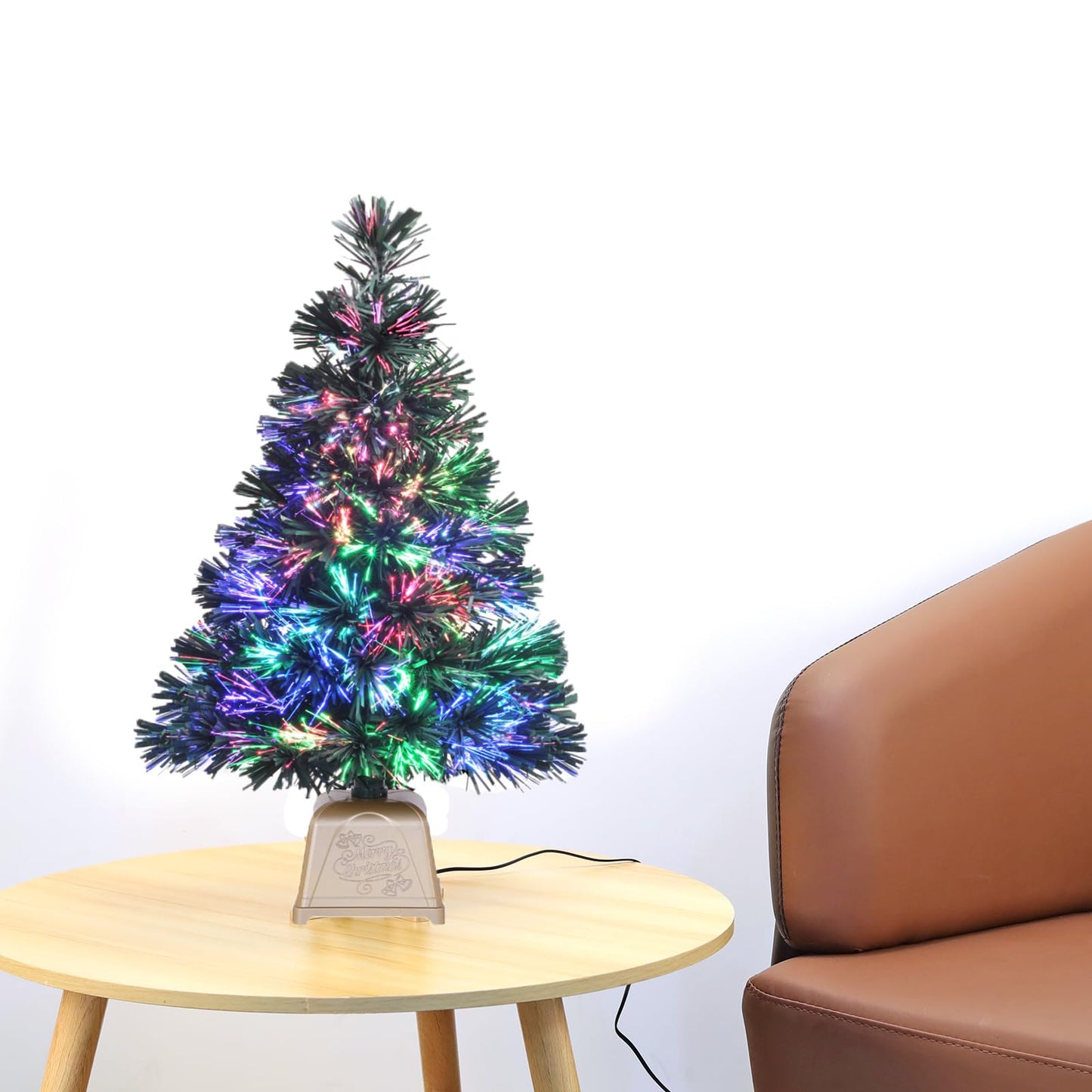 e Crafty Pre-lit Mini Christmas Tree, Tabletop Artificial Fiber Optic Christmas Trees with Gold Base -24 Inch …