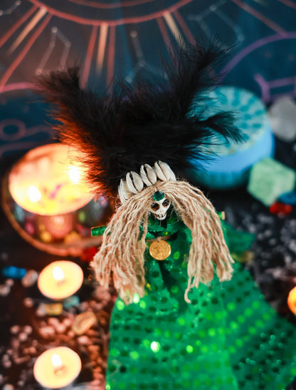 Nosadi Voodoo Doll Handmade Set Real Hemp Rope Wrapped Skull Horror Witches Poppet Gifts Doll for Halloween Birthday Christmas Party Gift Supplies Decoration