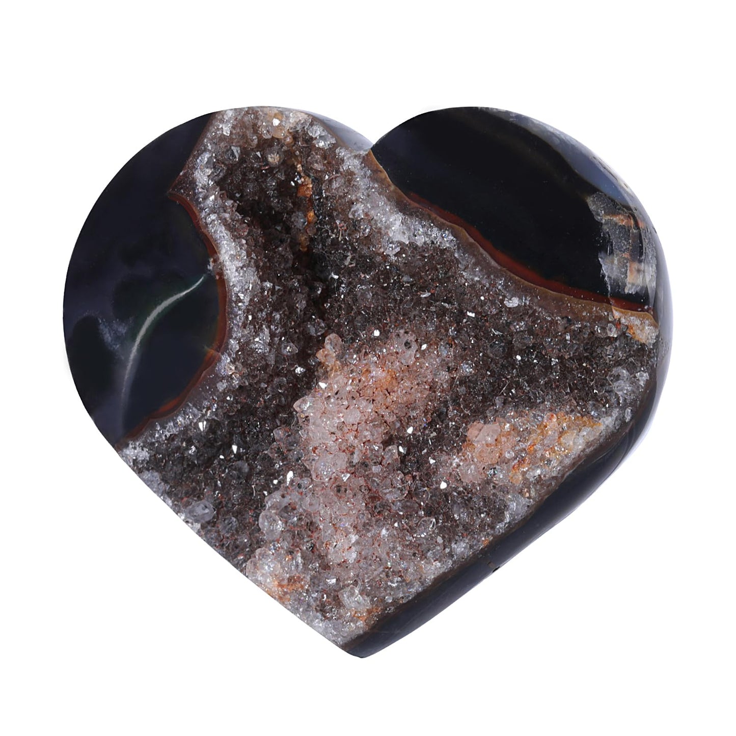 mookaitedecor Natural Agate Heart Crystal Geode Specimen, Healing Crystals Quartz Cluster Stone Mineral for Collection Home Office Decor, 75-155 g