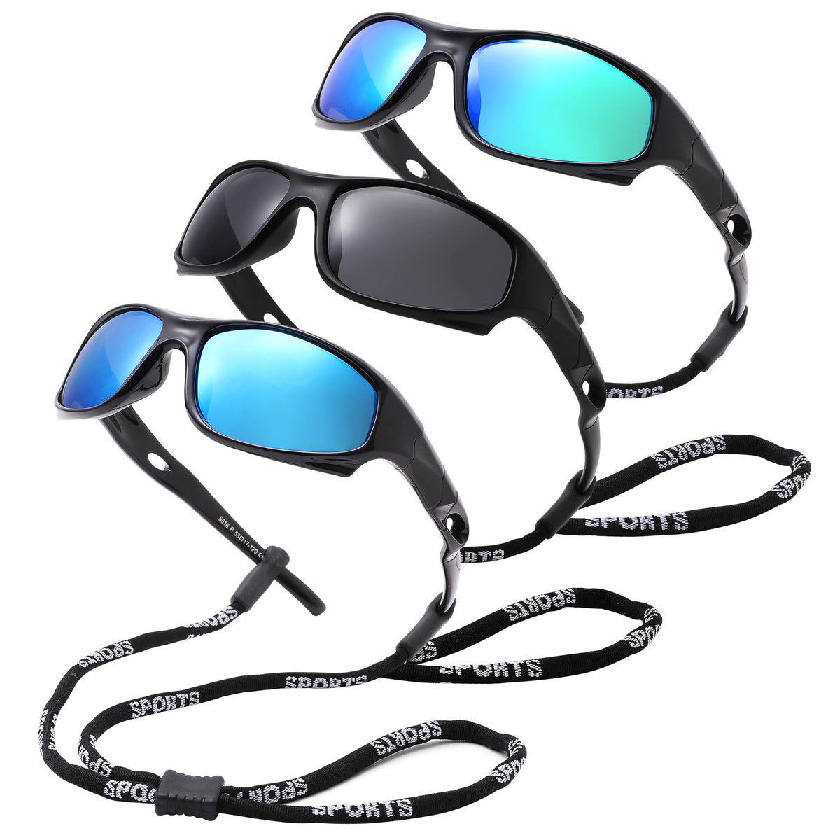Pro Acme 3 Pack Kids Polarized Sunglasses for Boys Girls，Flexible TR90 Unbreakable Sports Baseball Sunglasses for Children Age 3-12, Medium