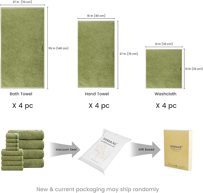 SEMAXE 12-Piece Family Bathroom Towel Set