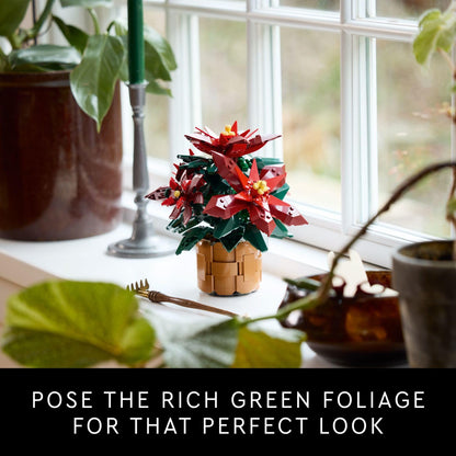 LEGO Icons Poinsettia Building Sets for Adults - Artificial Flowers for Decoration - Christmas Flowers for Table Centerpiece - 10370