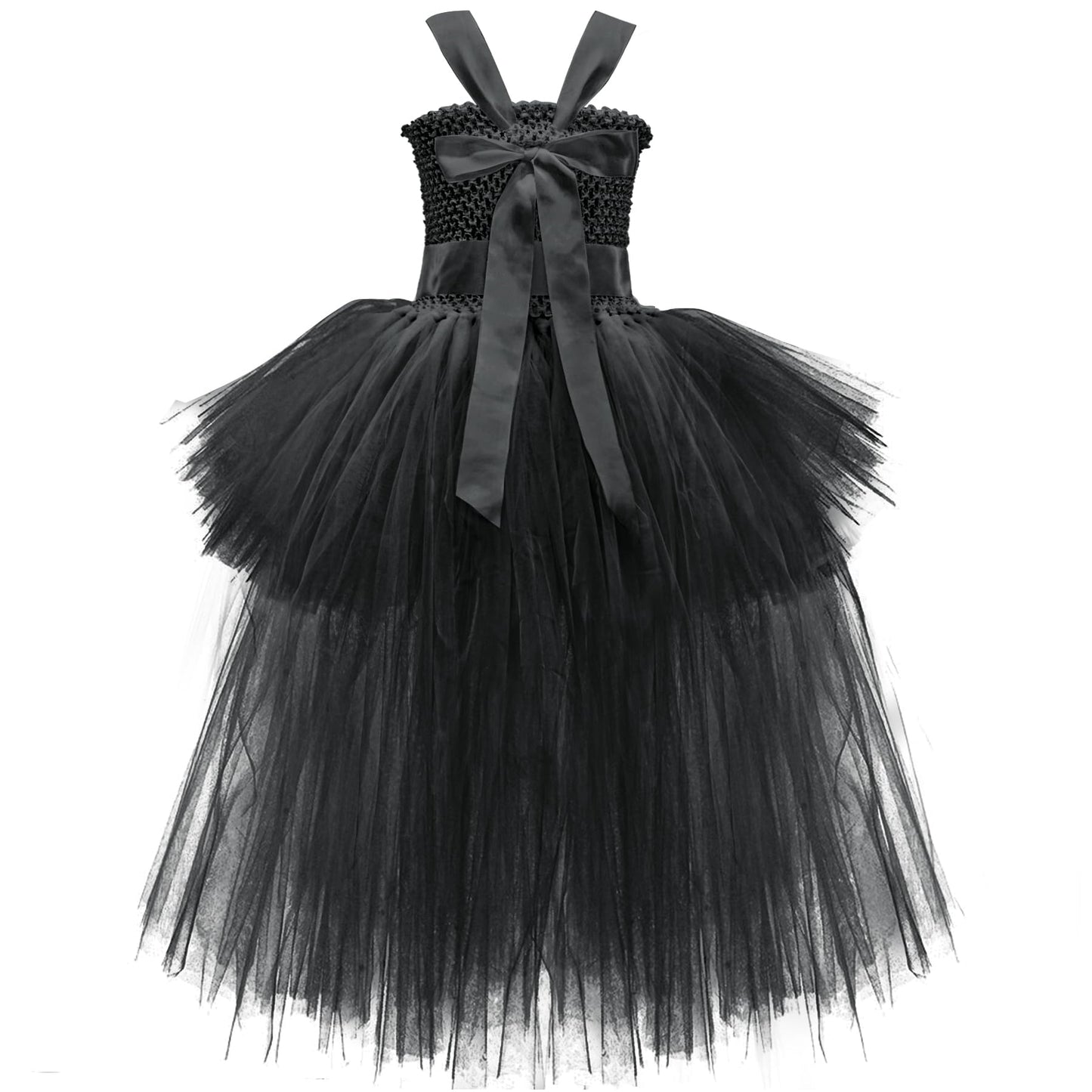 Halloween Black Tutu Dress for Girls Tulle Dresses Fairy Costume Princess Dress up for Kids Toddler Little Girl Birthday Party Outfit Size 5-6
