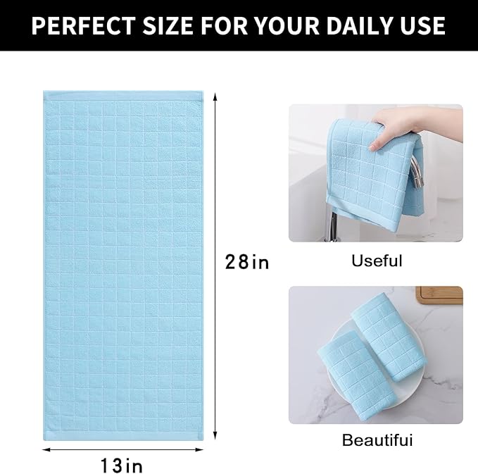 Homaxy 100% Cotton Terry Kitchen Towels, Checkered Designed, Soft and Super
