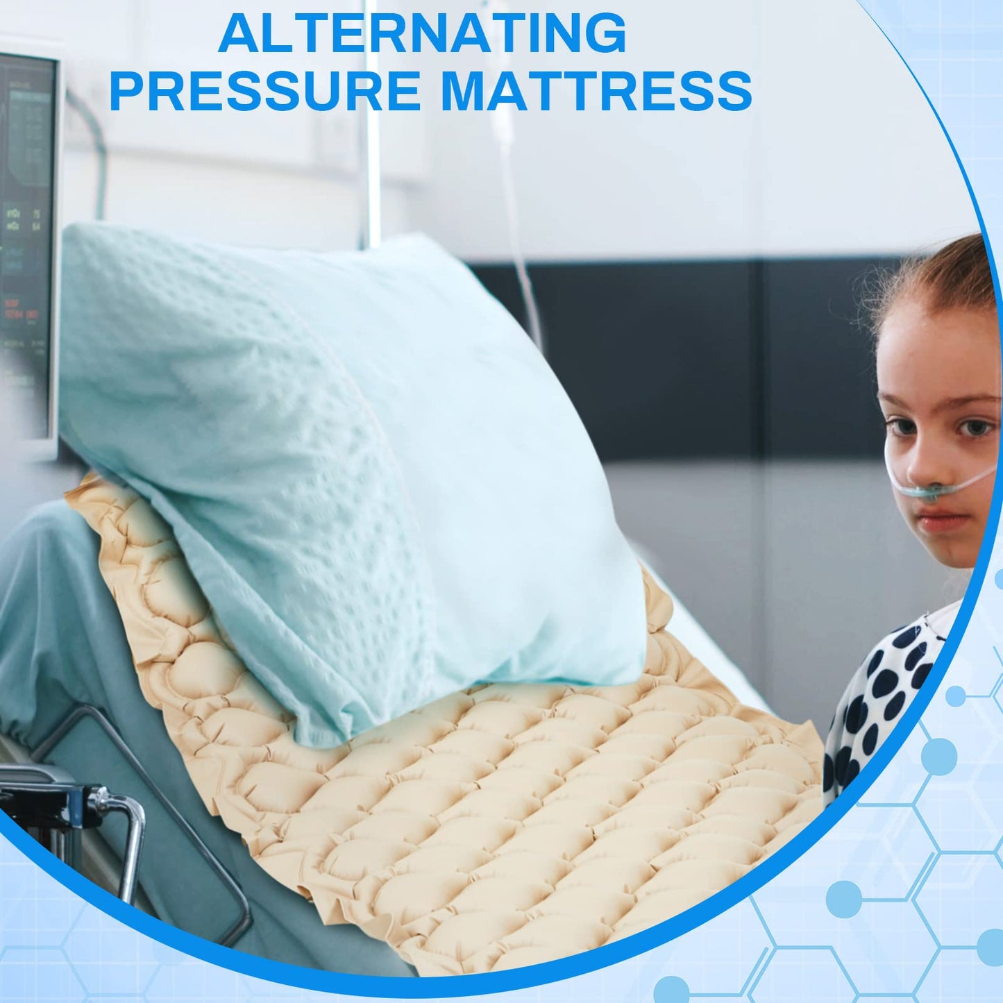 Kigley Alternating Pressure Mattress Hospital Bed Mattress with Electric Pump Alternating Pressure Pad for Bed Sores Prevention and Ease for Most Standard Beds, 114.96 x 35.43 Inches