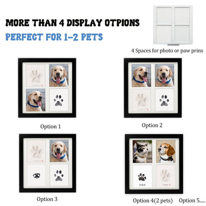 MYPAWLETS Ink & Clay Paw Print Kit for Dog Cat,Clean-Touch Ink Pad & Soft Clay,Pet Paw Print Impression Kit Large Area,Keepsake Frame for 1-2 Pets,Cat/Dog Gifts