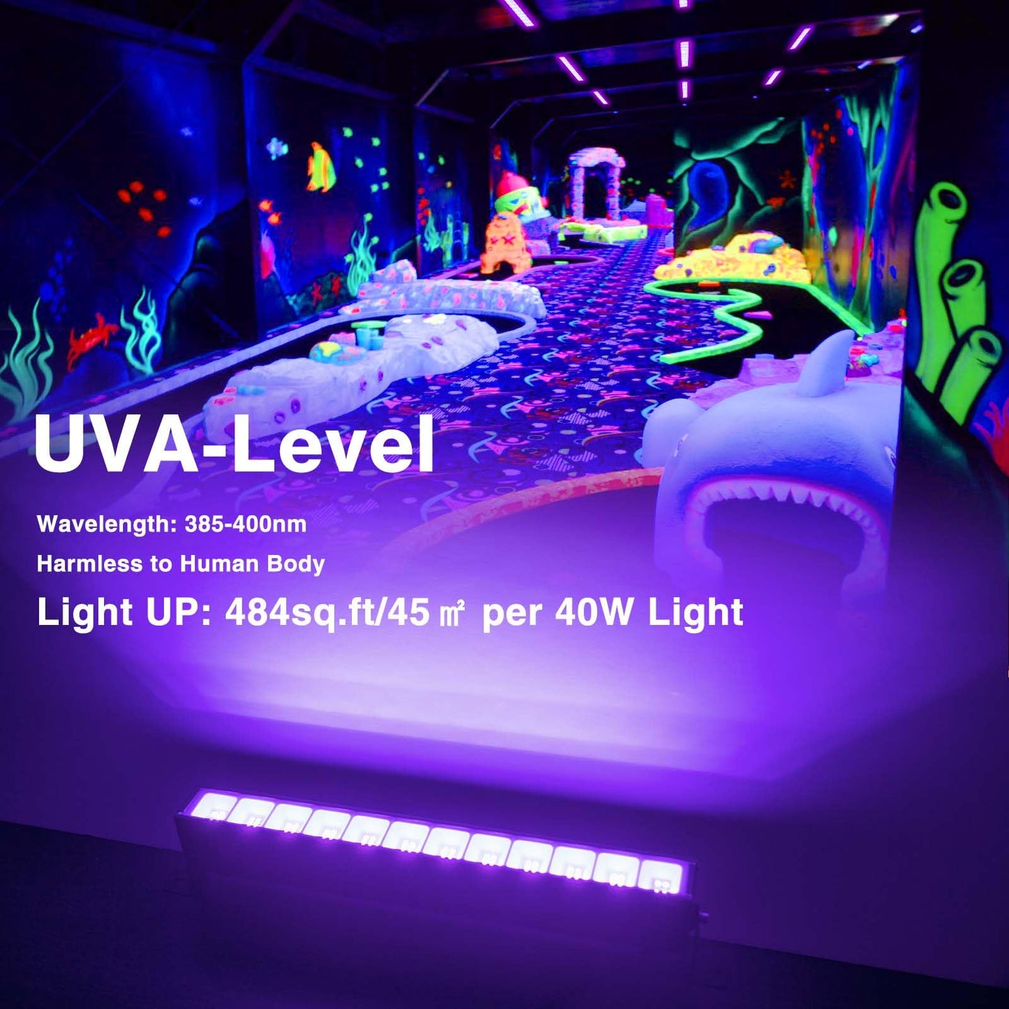 Atfoyer 40W LED Black Light Bar for Glow Party, Blacklight with Plug &Switch, Each Light Up 484 Sq.ft Area, Halloween Glow Lights, Fluorescent Body Paint, Stage Lighting