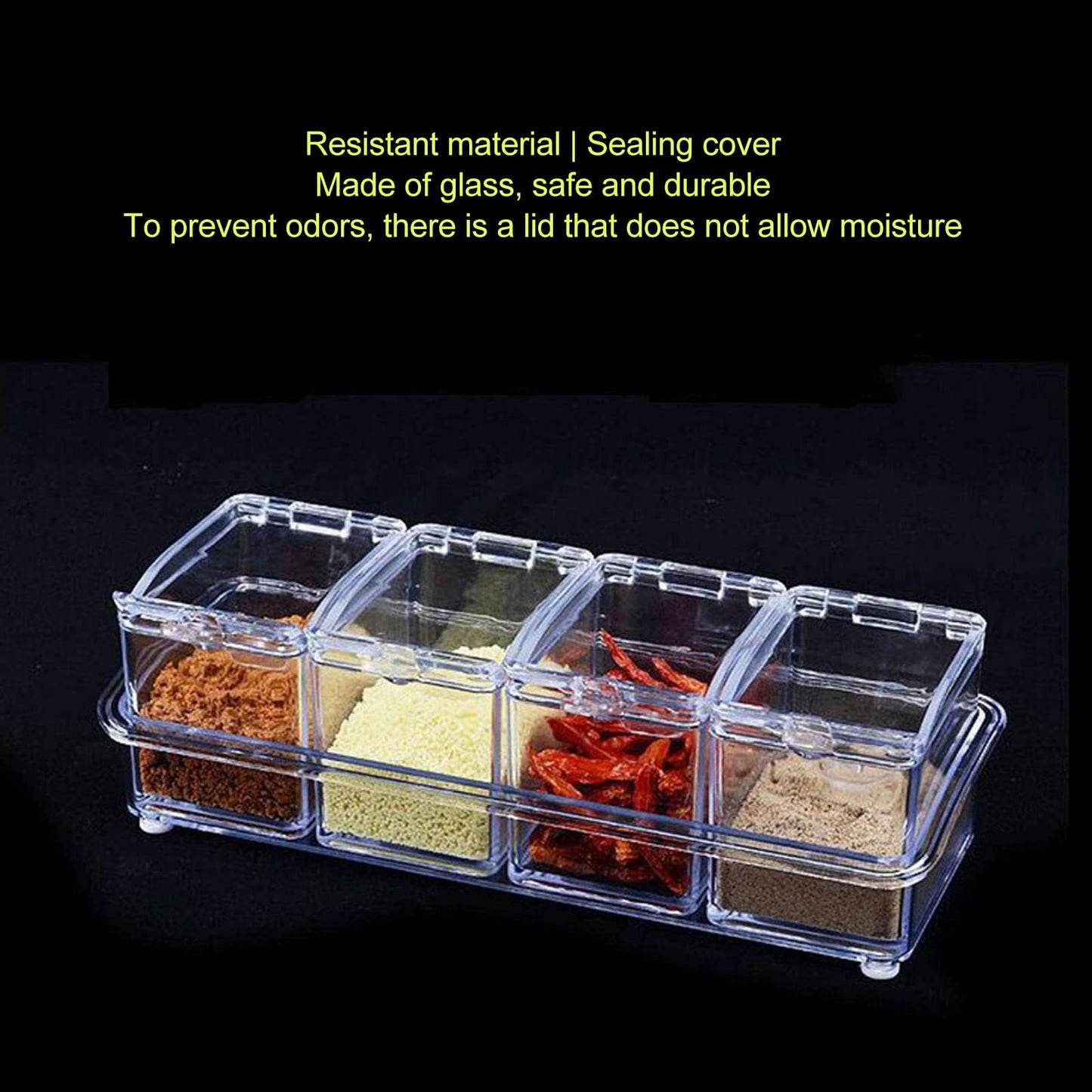 Pilipane Kitchen Seasoning Jar Set Acrylic Condiment Storage Box Transparent Salt Sugar Jar Set for Kitchen Storage Acrylic Material 4pcs