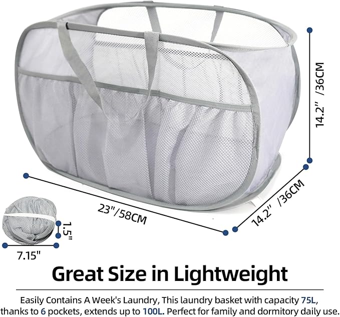 Collapsible Laundry Baskets, Upgrade Pop Up Laundry Hamper