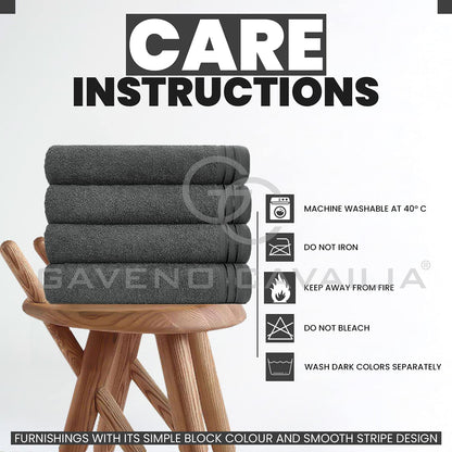 GC GAVENO CAVAILIA Large Towels Bath Sheet - Highly Absorbent Egyptian Cotton Towel Set - 4 Pack Extra Soft Large Bath Towel Charcoal-Quick Dry Bath Sheets - 450 GSM Washable Towels, 75X135 Cm