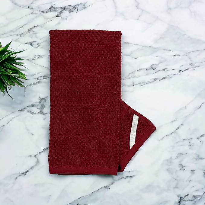 Maroon Dark Red Brick Red Kitchen Hand Dish Towels: Oversized 28" x 18"