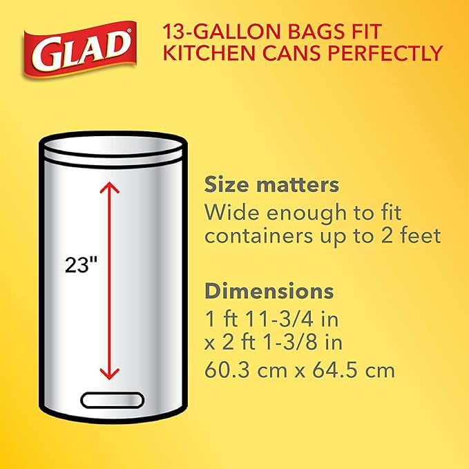 Glad Tall Kitchen Trash Bags 13 Gallon, Unscented Garbage Bags
