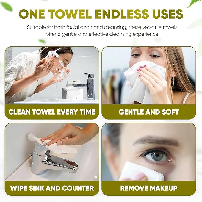 Disposable Face Towels – 200 Count Biodegradable Dry Wipes