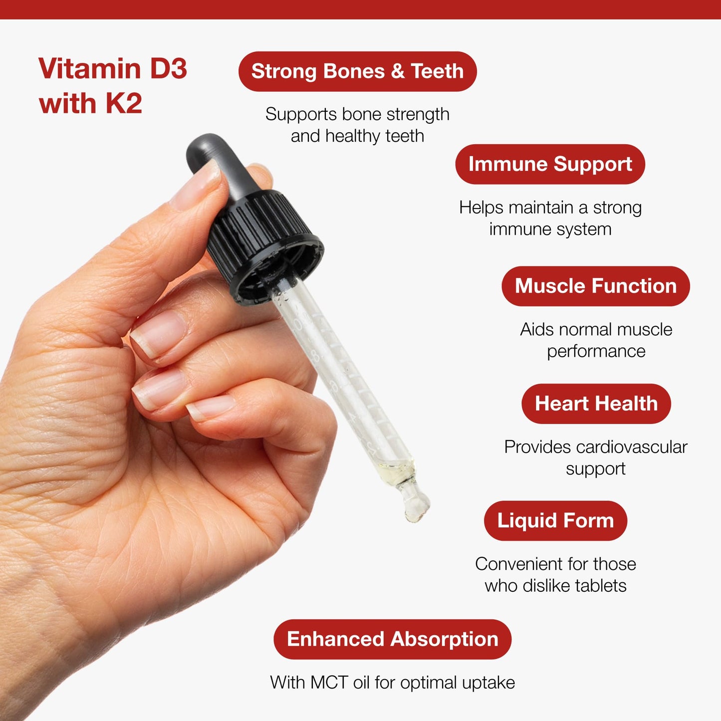 Metagenics Vitamin D3 with K2 Liquid Drops - Bone Health & Immunity - Orange, 30ml
