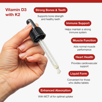 Metagenics Vitamin D3 with K2 Liquid Drops - Bone Health & Immunity - Orange, 30ml