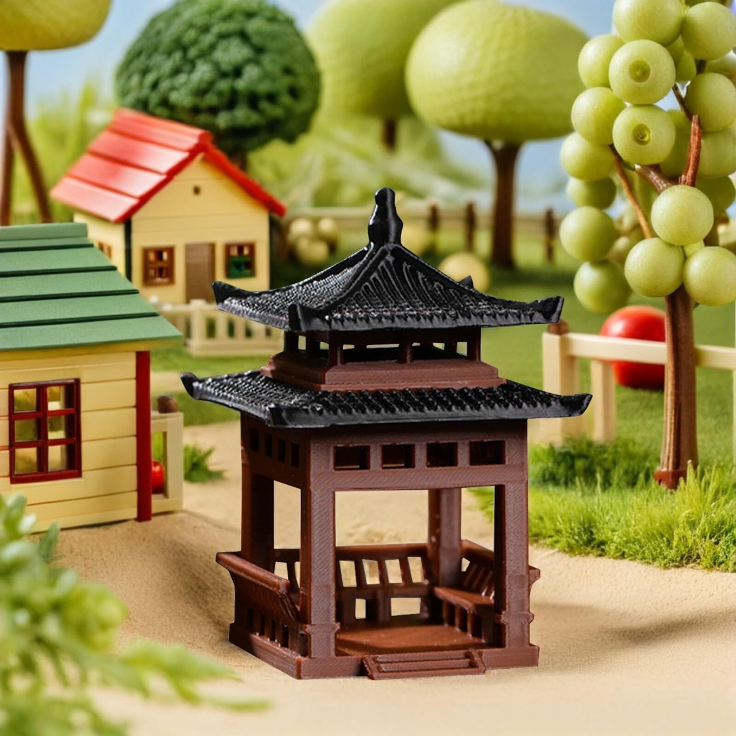 SUPVOX Miniature Pavilion Statue: 3.14" Tall Traditional Pagoda Decor for Bonsai, Succulent, and Desktop Zen Gardens - Tiny Micro-Landscape Ornament