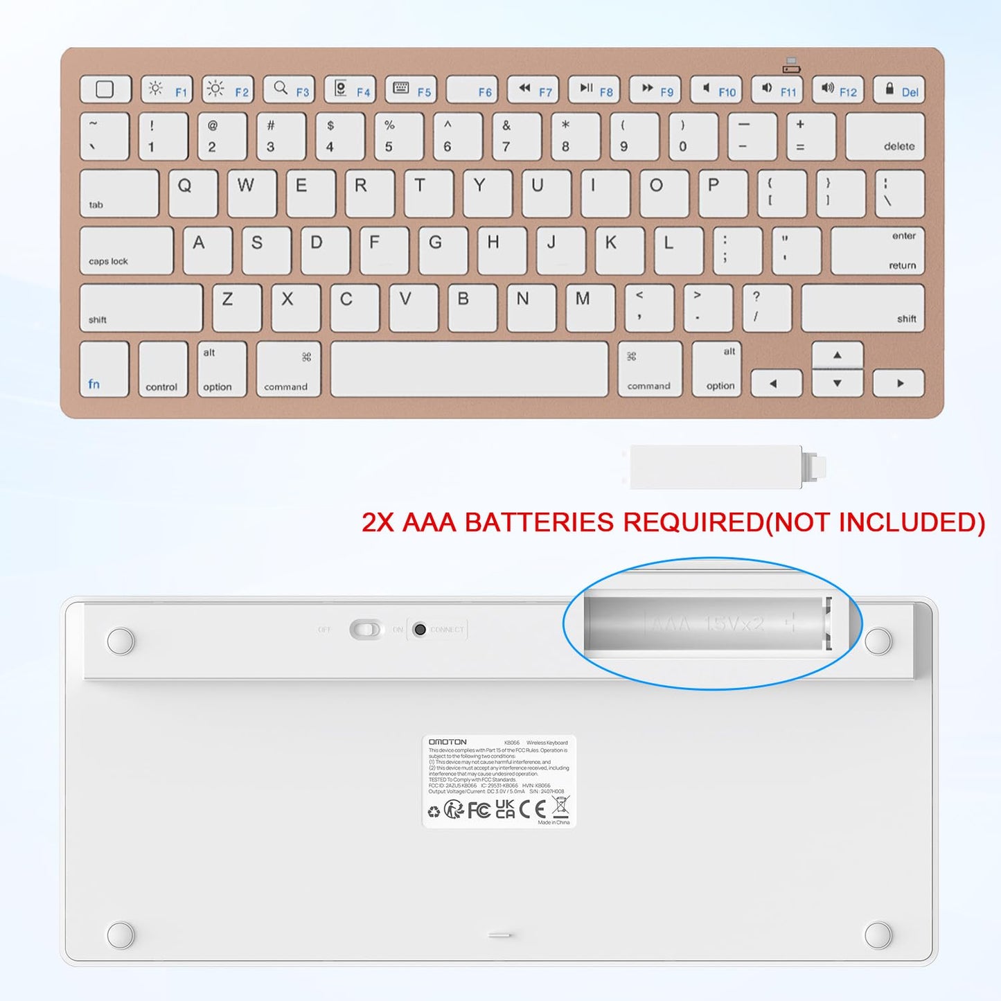 OMOTON Bluetooth Keyboard Compatible with iPad 10th Generation, iPad 10.2 (9th/8th/7th), iPad Pro 13/12.9/11 inch, iPad Air/Mini and More iOS Devices, White