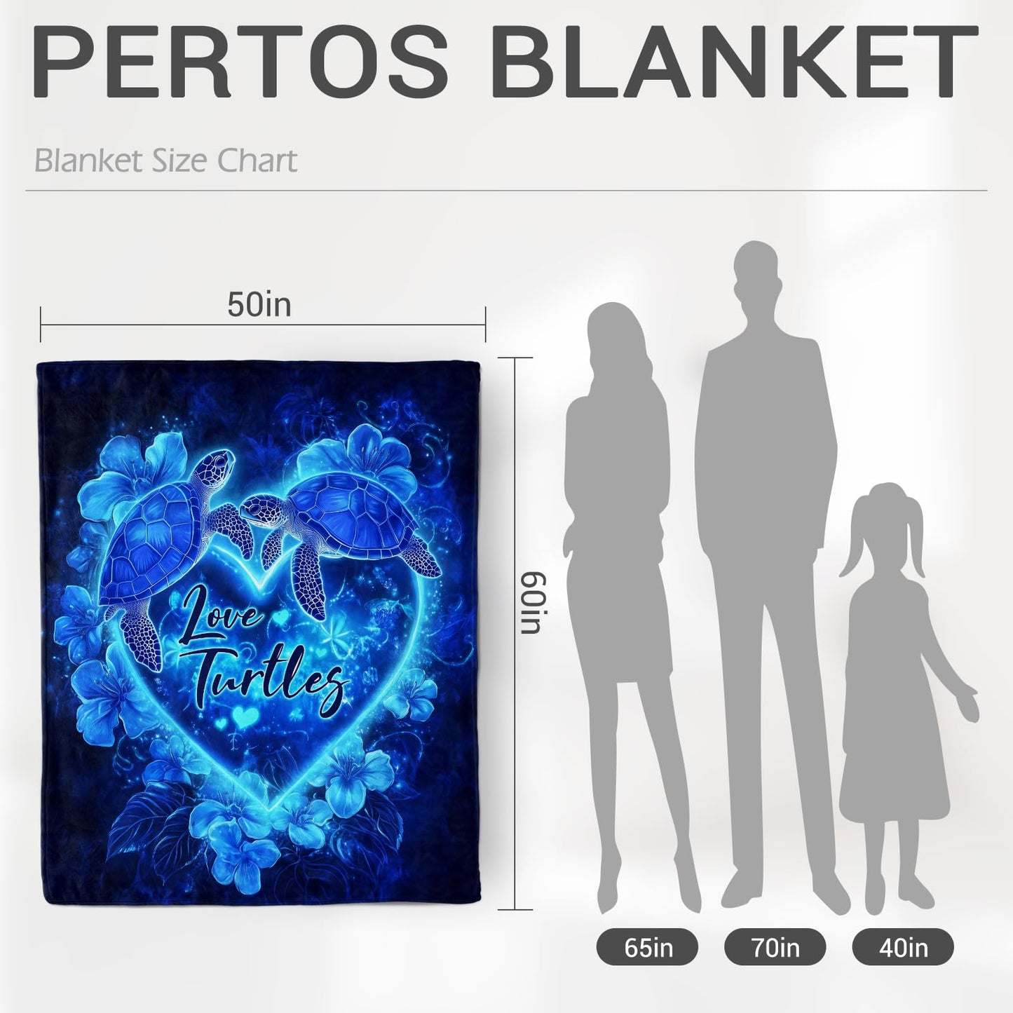 Jekeno Sea Turtle Floral Blanket Gifts for Women Girls Mom Birthday Mother's Day Christmas Blue Ocean Turtles Flowers Print Presents Decor Room Sofa Couch Soft Fuzzy Cozy Plush Throw Blankets 50"x60"