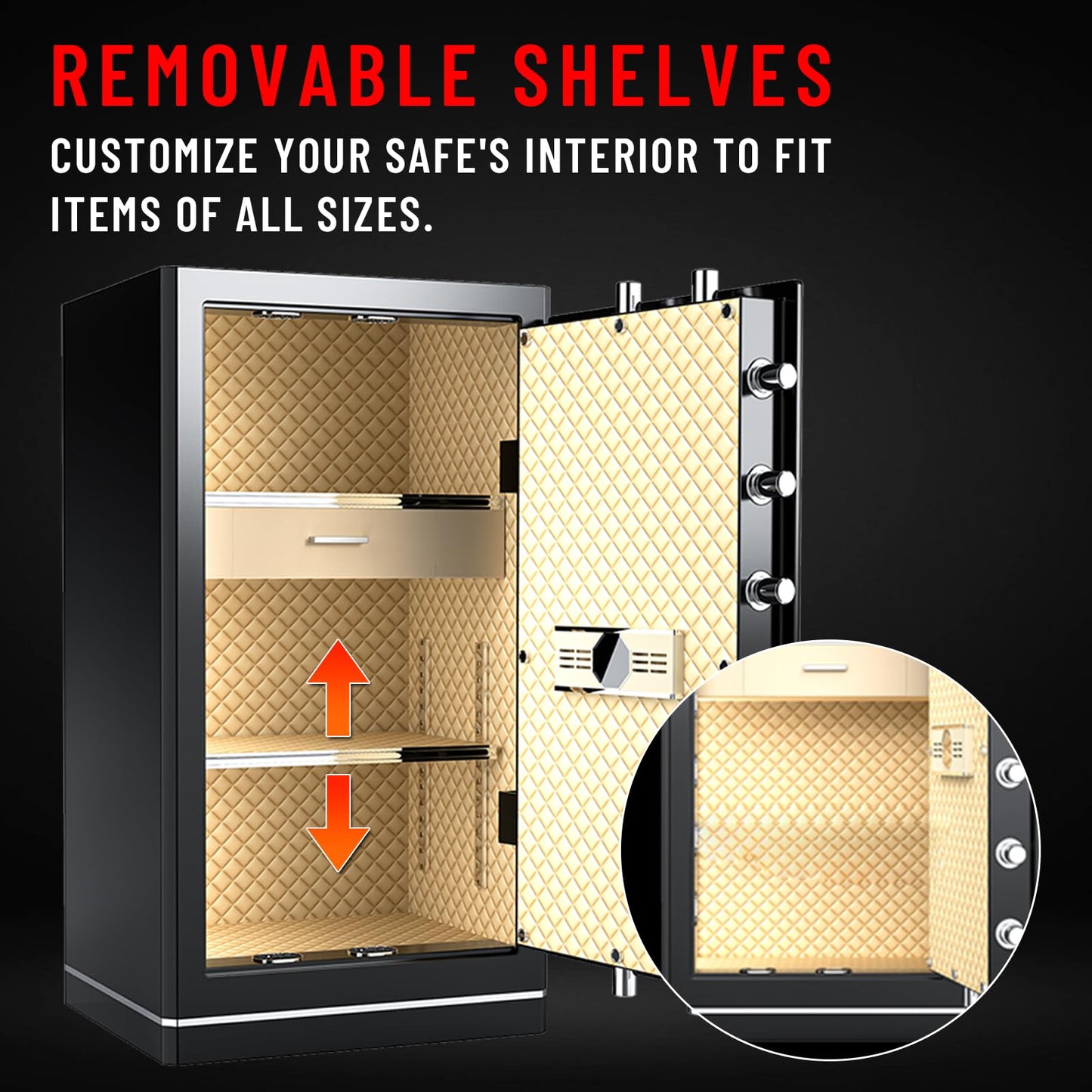FABAO 8.1 Cuft Extra Large Home Safe,Big Security Fireproof Safe Box with Fireproof Bag,Built-In Drawer and Removable Shelf Perfect for Safe Box to storage Documents Money Valuables（Keypad Lock）