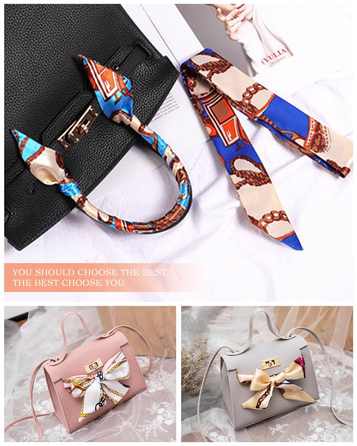 JELIEE 6 Pack Scarf Bags for Women - Narrow Scarf Hair & Neck Scarves - Fashion Gifts