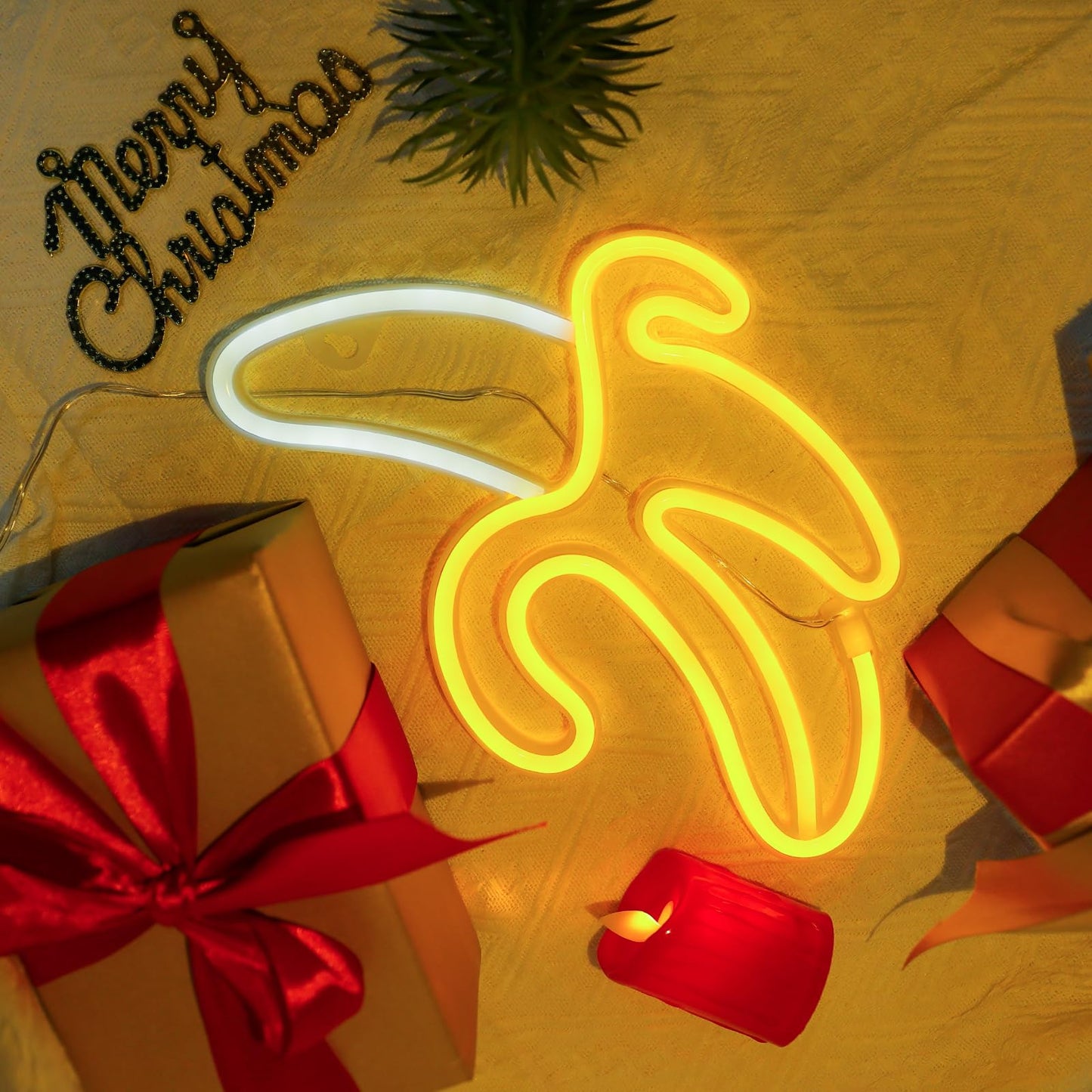 ENUOLI LED Banana Neon Signs Decorative Neon Light USB or Battery Operated for Home Banana Night Light Art Banana Neon Wall Decor Lights for Home Wedding Birthday Party Kids Room Living Room Holiday