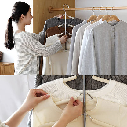 JFFLYIT Blouse Tree Hangers Multi-Layer Clothes Hangers 3 Pack 5 in 1 Non Slip Space Saving Closet Organizer Stainless Steel Shirt Hanger Coats Hangers(3 Pack)