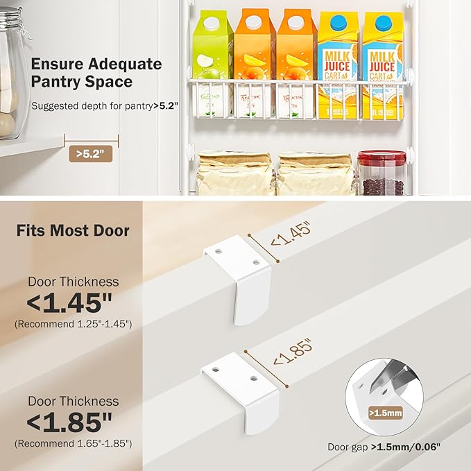 Delamu Over The Door Pantry Organizer, 5-Tier Pantry Door Organizers and Storage