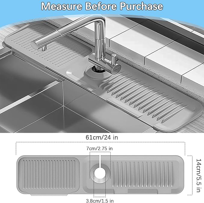 5° Slope Kitchen Sink Faucet Mat, Kitchen Sink Splash Guard, Silicone Material