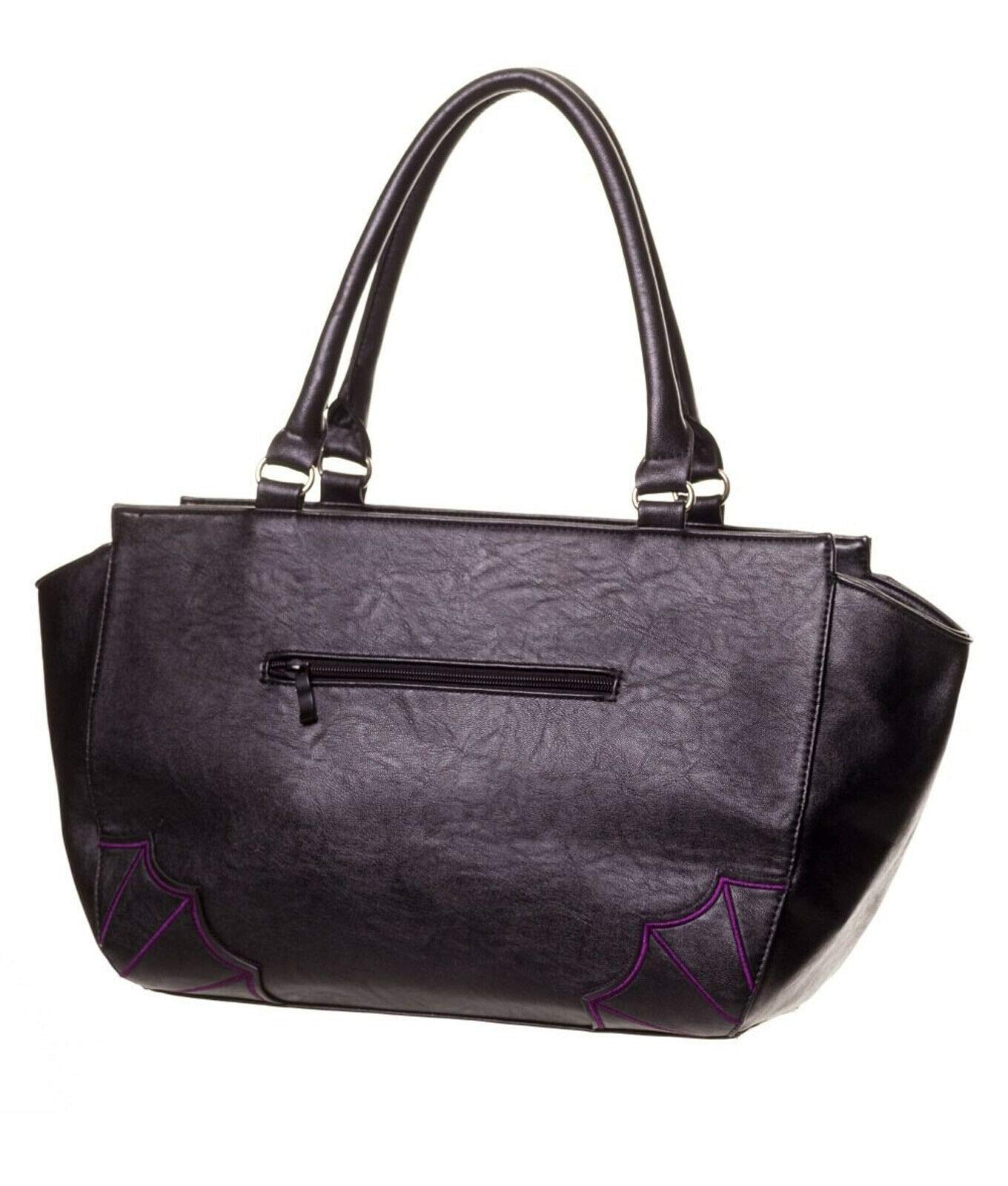 Lost Queen Women's Bats Handbag Dark Gothic Purse Alternative Shoulder Bag (Purple)